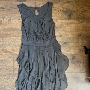 Anthropologie grey ruffle dress